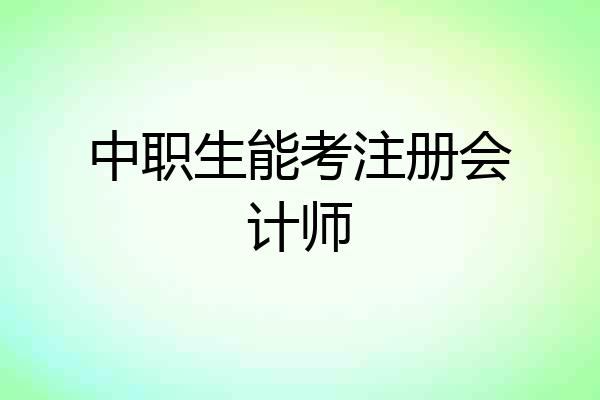 中职生能考注册会计师
