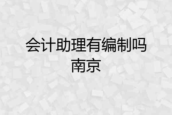 会计助理有编制吗南京