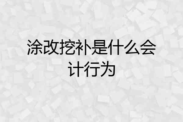 涂改挖补是什么会计行为