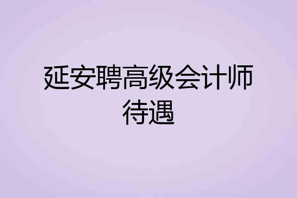 延安聘高级会计师待遇
