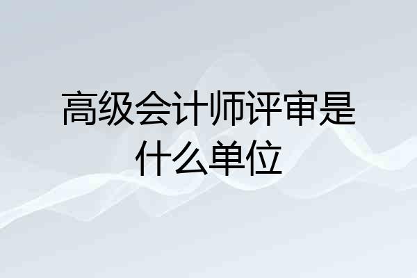 高级会计师评审是什么单位