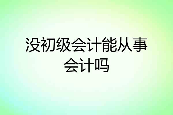 没初级会计能从事会计吗