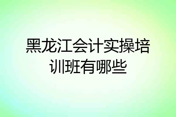 黑龙江会计实操培训班有哪些