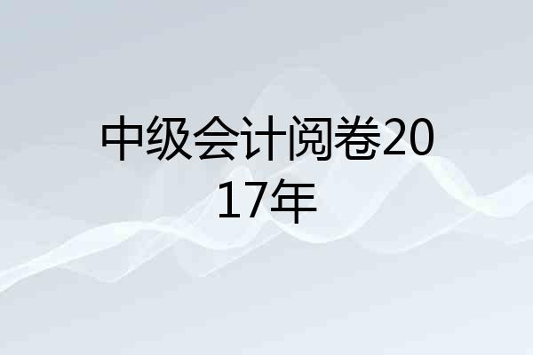 中级会计阅卷2017年