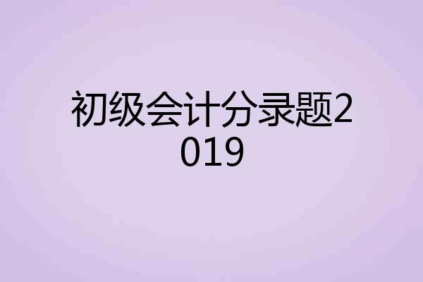 初级会计分录题2019