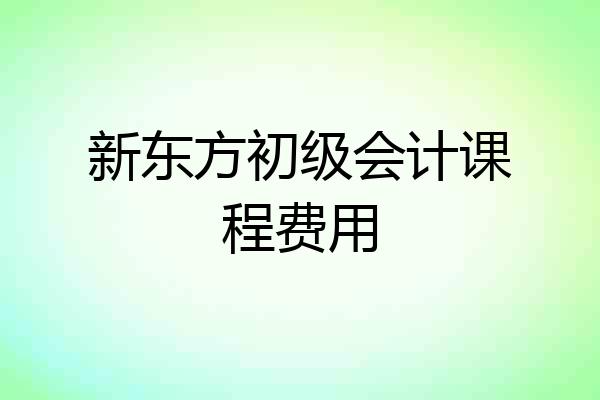 新东方初级会计课程费用