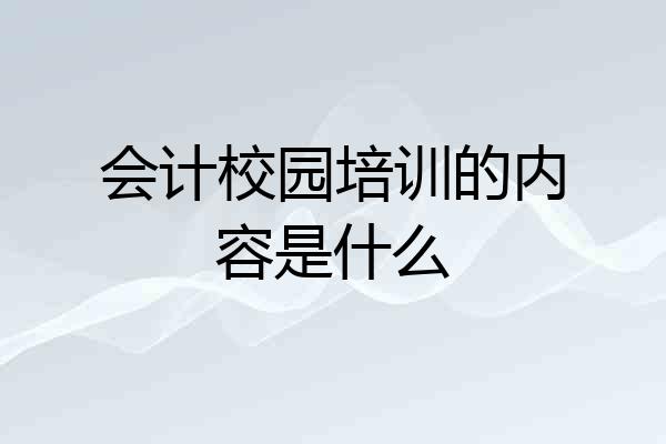 会计校园培训的内容是什么