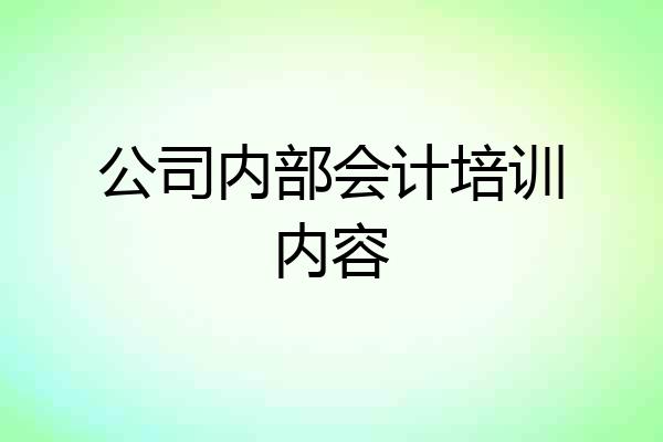 公司内部会计培训内容