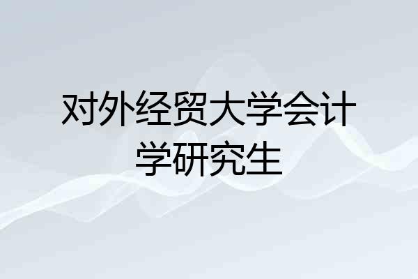 对外经贸大学会计学研究生