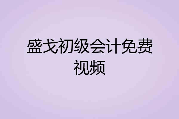 盛戈初级会计免费视频