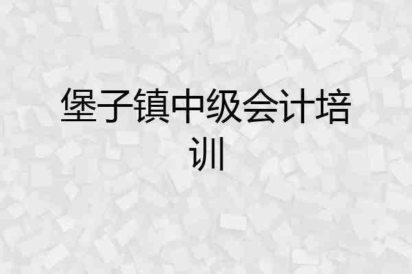 堡子镇中级会计培训