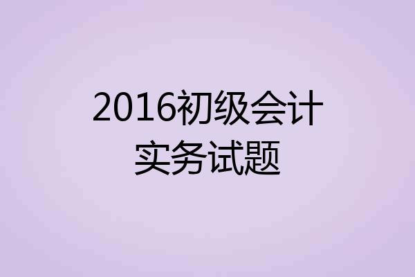 2016初级会计实务试题