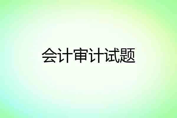 会计审计试题