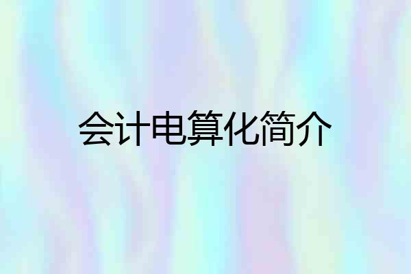 会计电算化简介