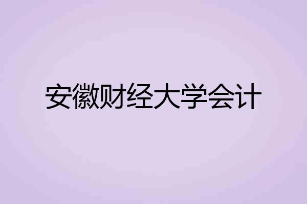 安徽财经大学会计