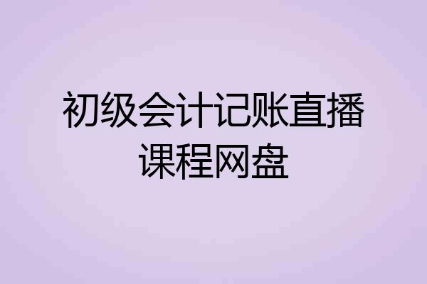 初级会计记账直播课程网盘