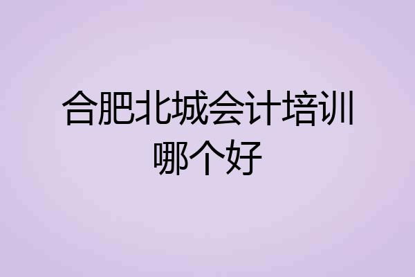 合肥北城会计培训哪个好