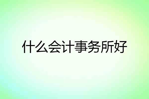 什么会计事务所好