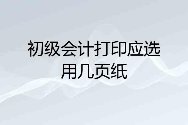 初级会计打印应选用几页纸