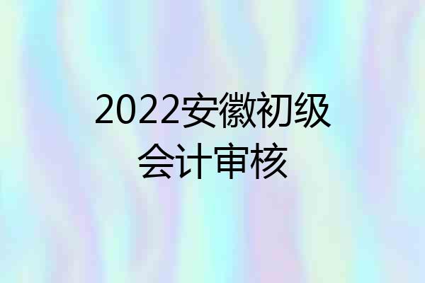 2022安徽初级会计审核