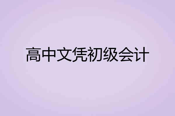 高中文凭初级会计