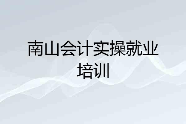 南山会计实操就业培训