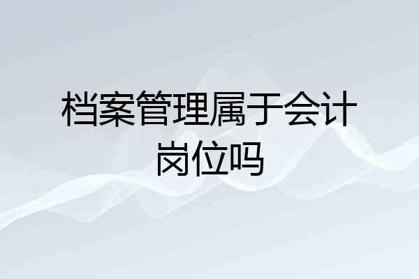 档案管理属于会计岗位吗