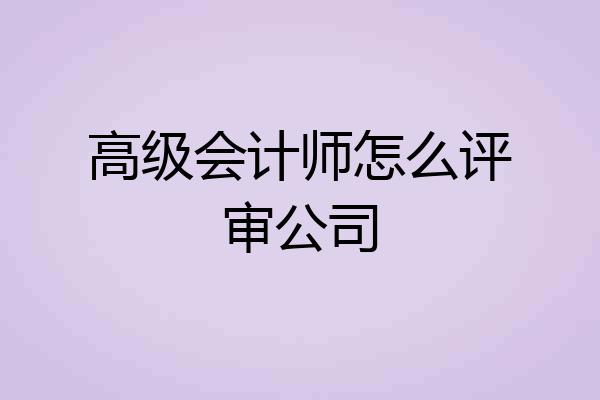 高级会计师怎么评审公司