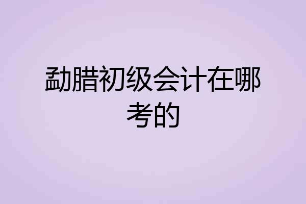 勐腊初级会计在哪考的