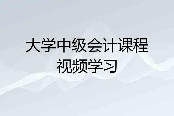 大学中级会计课程视频学习