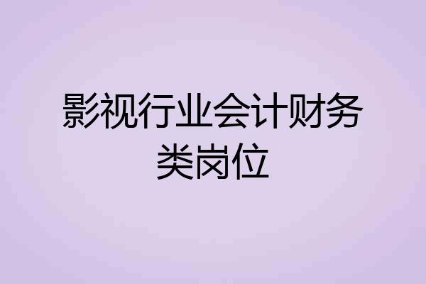 影视行业会计财务类岗位