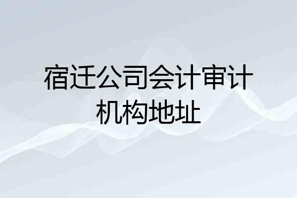 宿迁公司会计审计机构地址