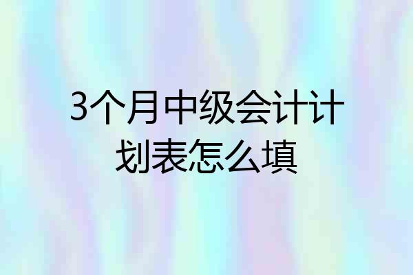 3个月中级会计计划表怎么填