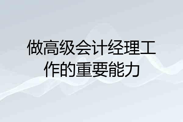 做高级会计经理工作的重要能力