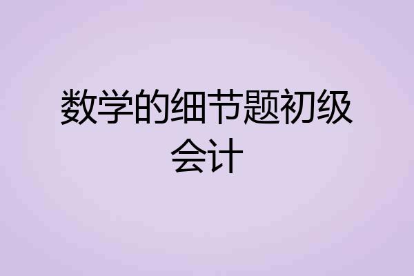 数学的细节题初级会计