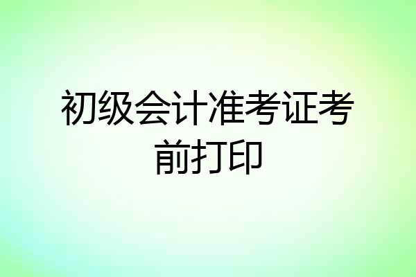 初级会计准考证考前打印