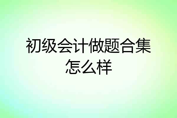 初级会计做题合集怎么样