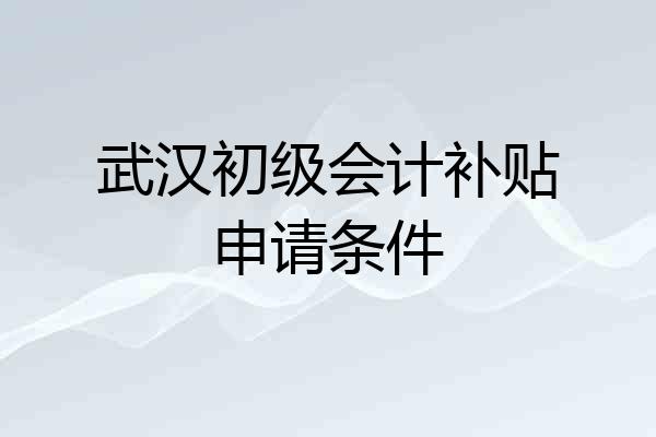 武汉初级会计补贴申请条件