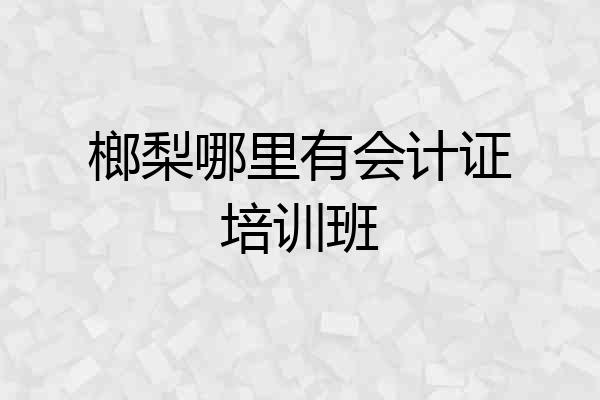 榔梨哪里有会计证培训班