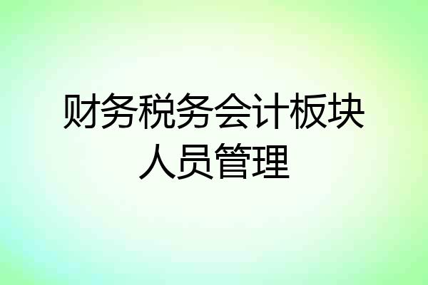 财务税务会计板块人员管理