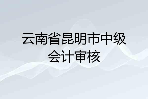 云南省昆明市中级会计审核