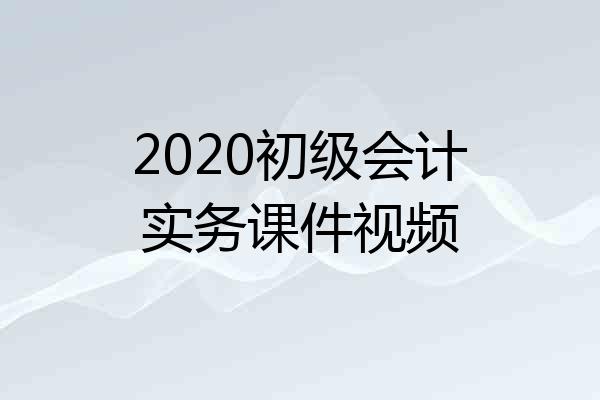 2020初级会计实务课件视频