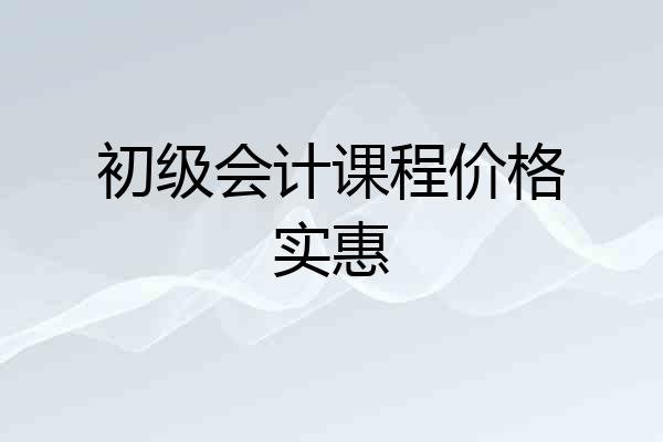 初级会计课程价格实惠