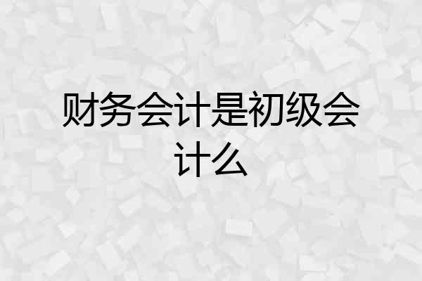 财务会计是初级会计么