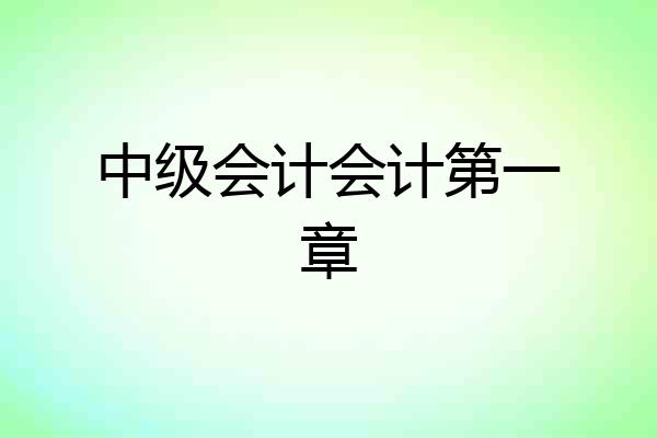 中级会计会计第一章