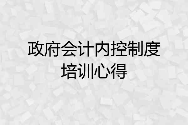 政府会计内控制度培训心得