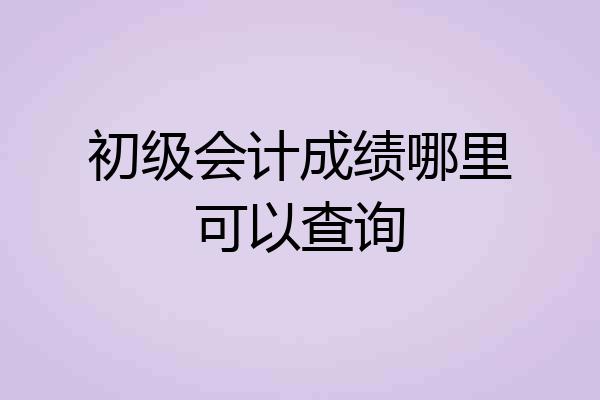初级会计成绩哪里可以查询