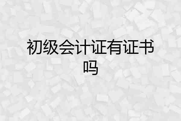 初级会计证有证书吗