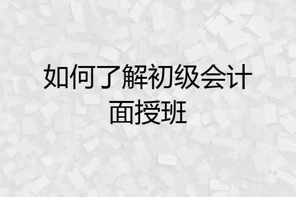 如何了解初级会计面授班