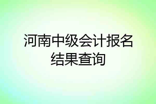 河南中级会计报名结果查询